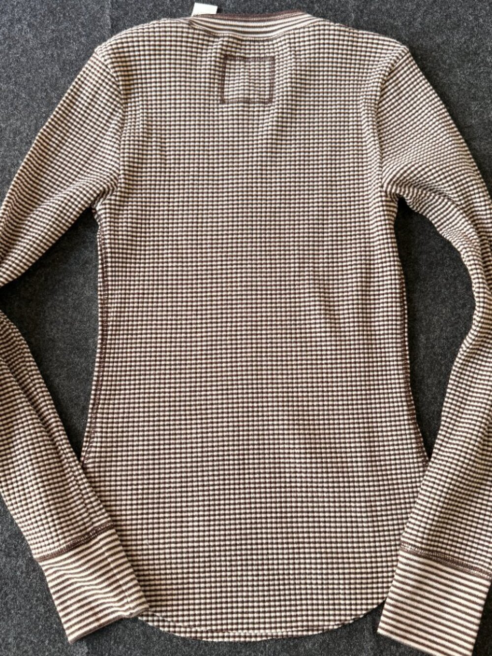 NWT Aerie Brown Metallic Striped Waffle Knit Thermal Top Small - Picture 2 of 9